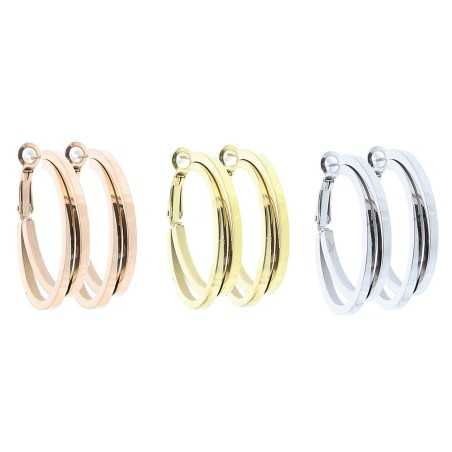 STEEL DOUBLE HOOP EARRINGS