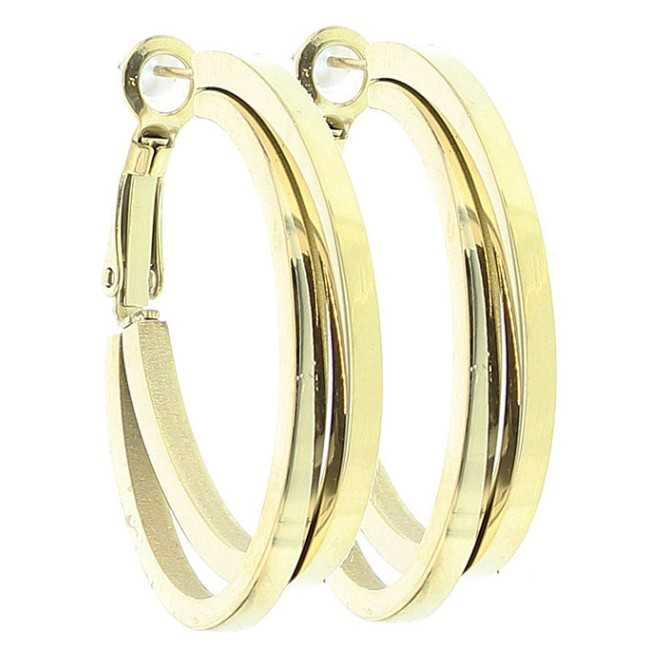 STEEL DOUBLE HOOP EARRINGS