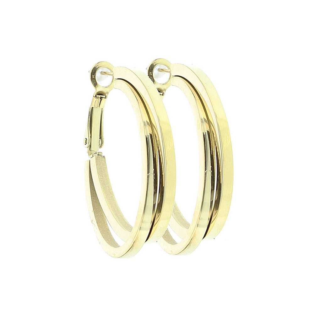 STEEL DOUBLE HOOP EARRINGS