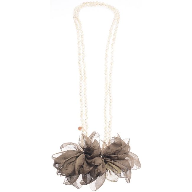 COLLAR LARGO CRISTALES FACETADOS DOBLE FLOR