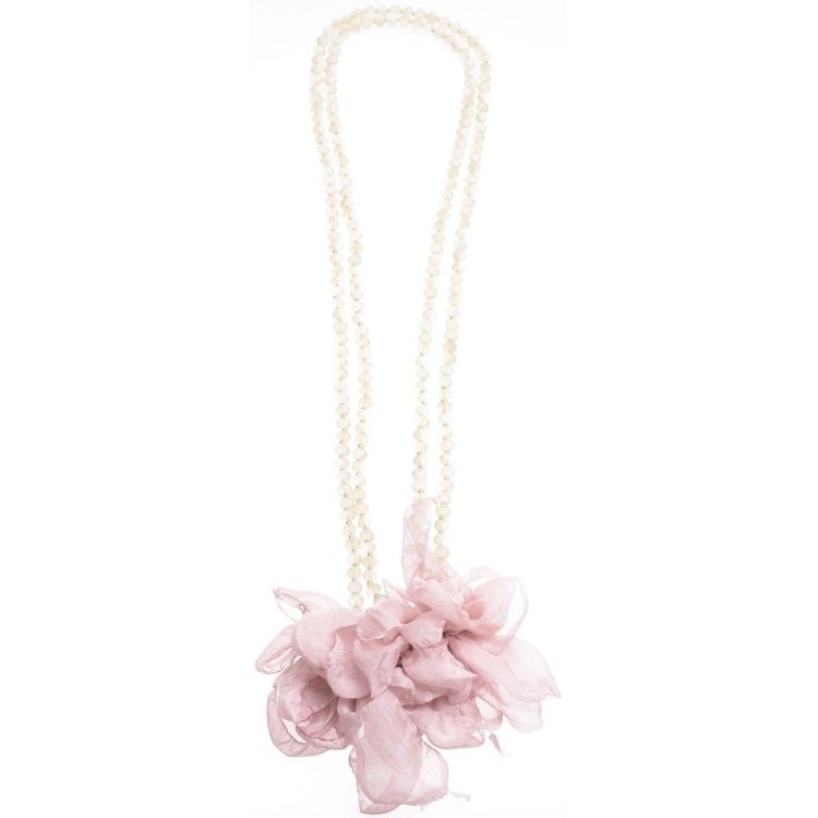 DOUBLE FLOWER FACETED CRYSTALS LONG NECKLACE