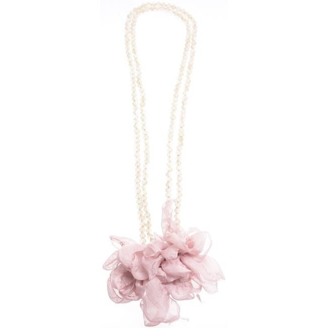 COLLAR LARGO CRISTALES FACETADOS DOBLE FLOR