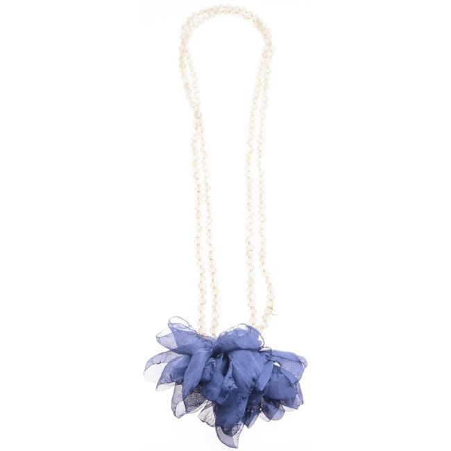 DOUBLE FLOWER FACETED CRYSTALS LONG NECKLACE