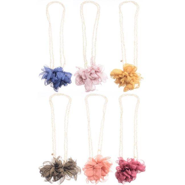DOUBLE FLOWER FACETED CRYSTALS LONG NECKLACE