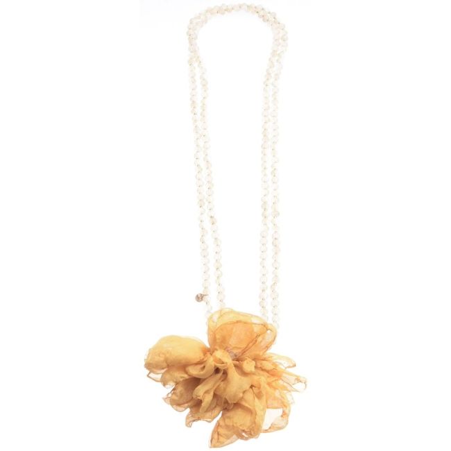 COLLAR LARGO CRISTALES FACETADOS DOBLE FLOR
