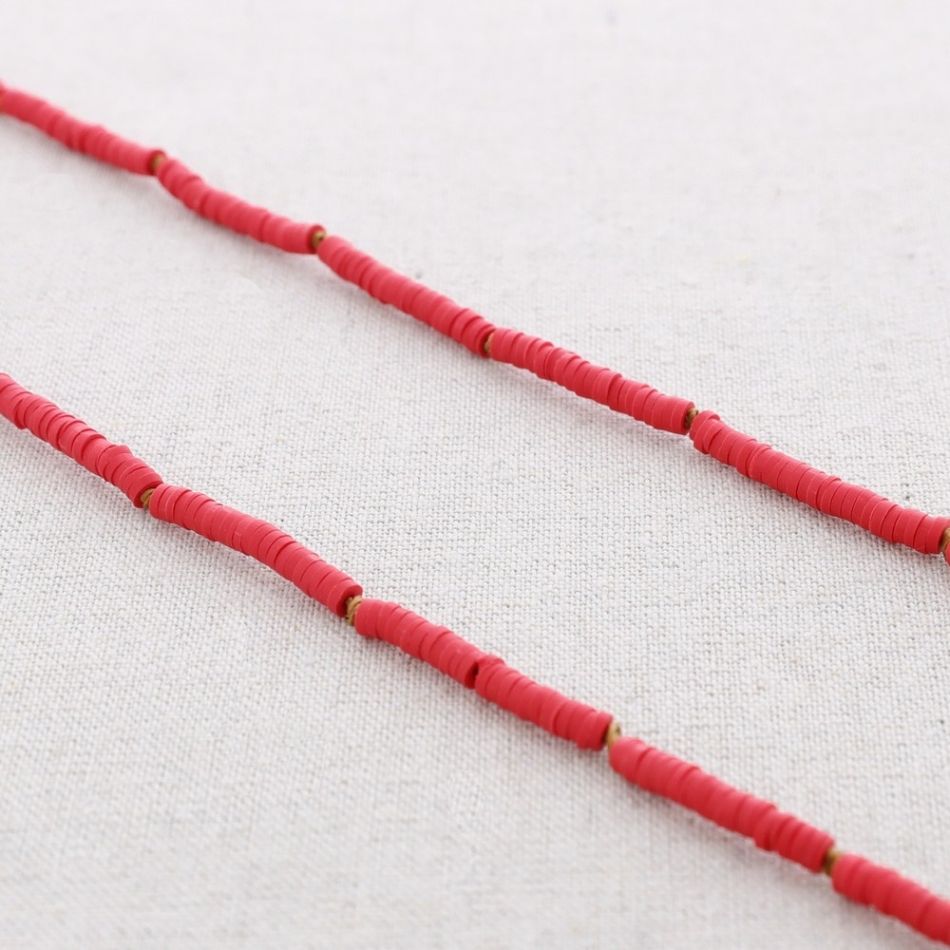 LONG STEEL NECKLACE WITH FIMO KNOTS BEADS 1.5M*4MM