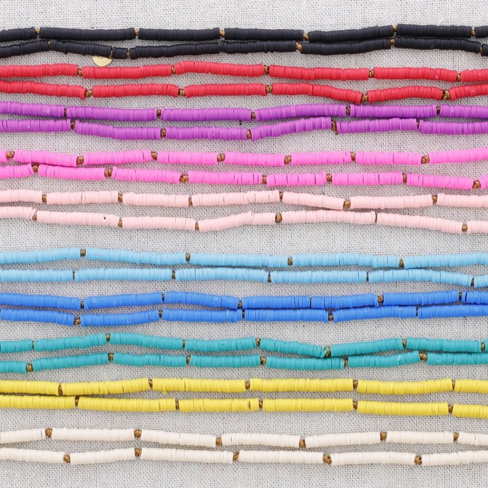 COLLAR LARGO ACERO CUENTAS FIMO NUDOS 1.5M*4MM