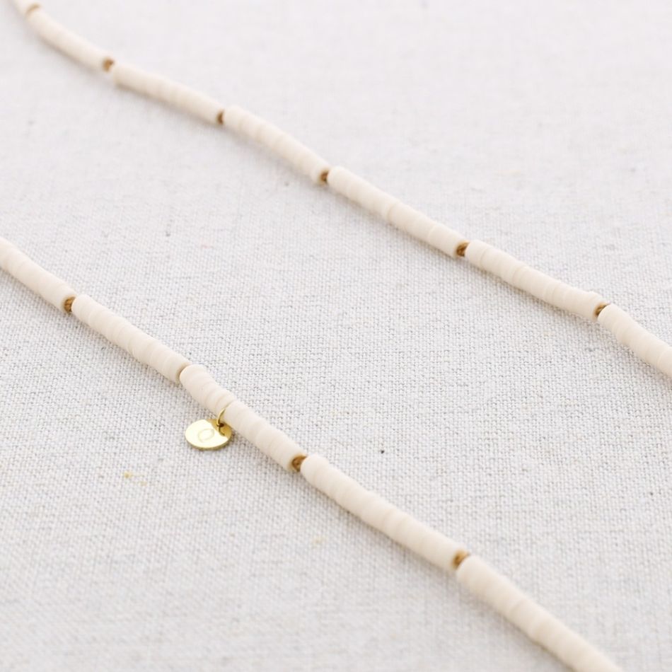 LONG STEEL NECKLACE WITH FIMO KNOTS BEADS 1.2M*6MM