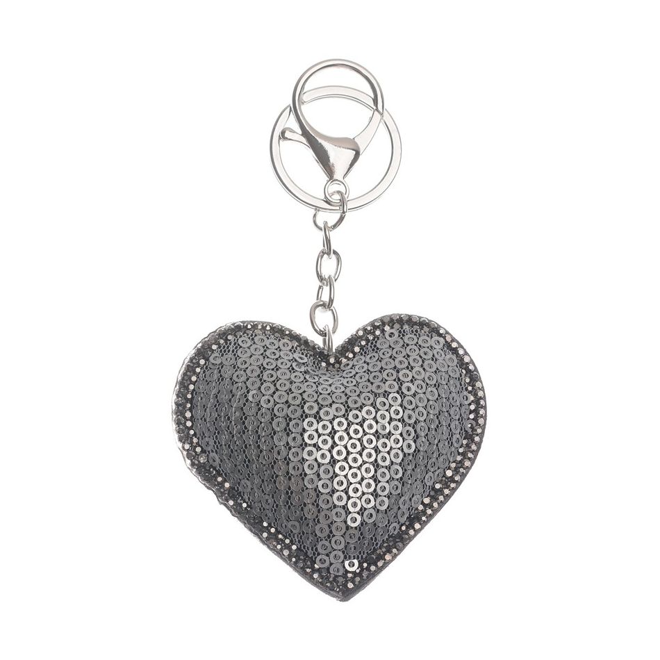 LACE HEART KEYCHAIN WITH CRYSTAL SEQUINS