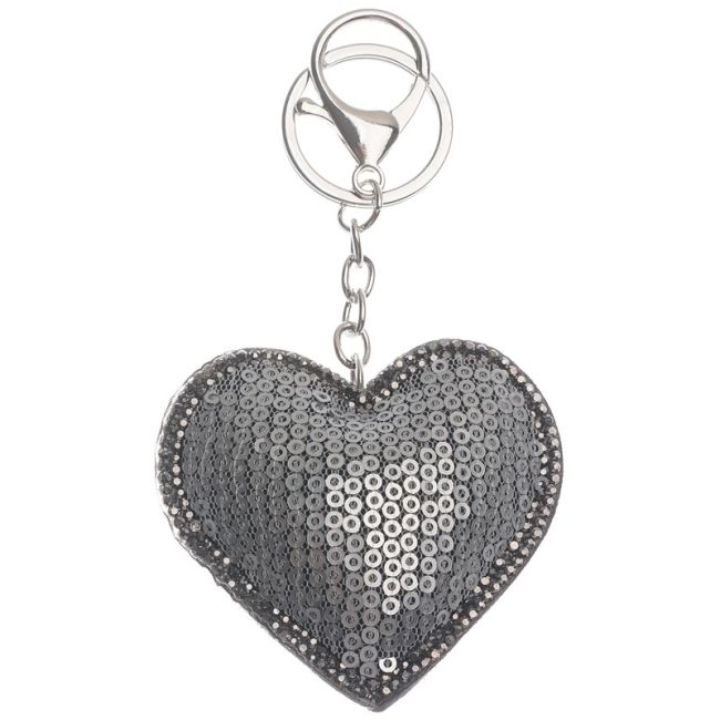 LACE HEART KEYCHAIN WITH CRYSTAL SEQUINS