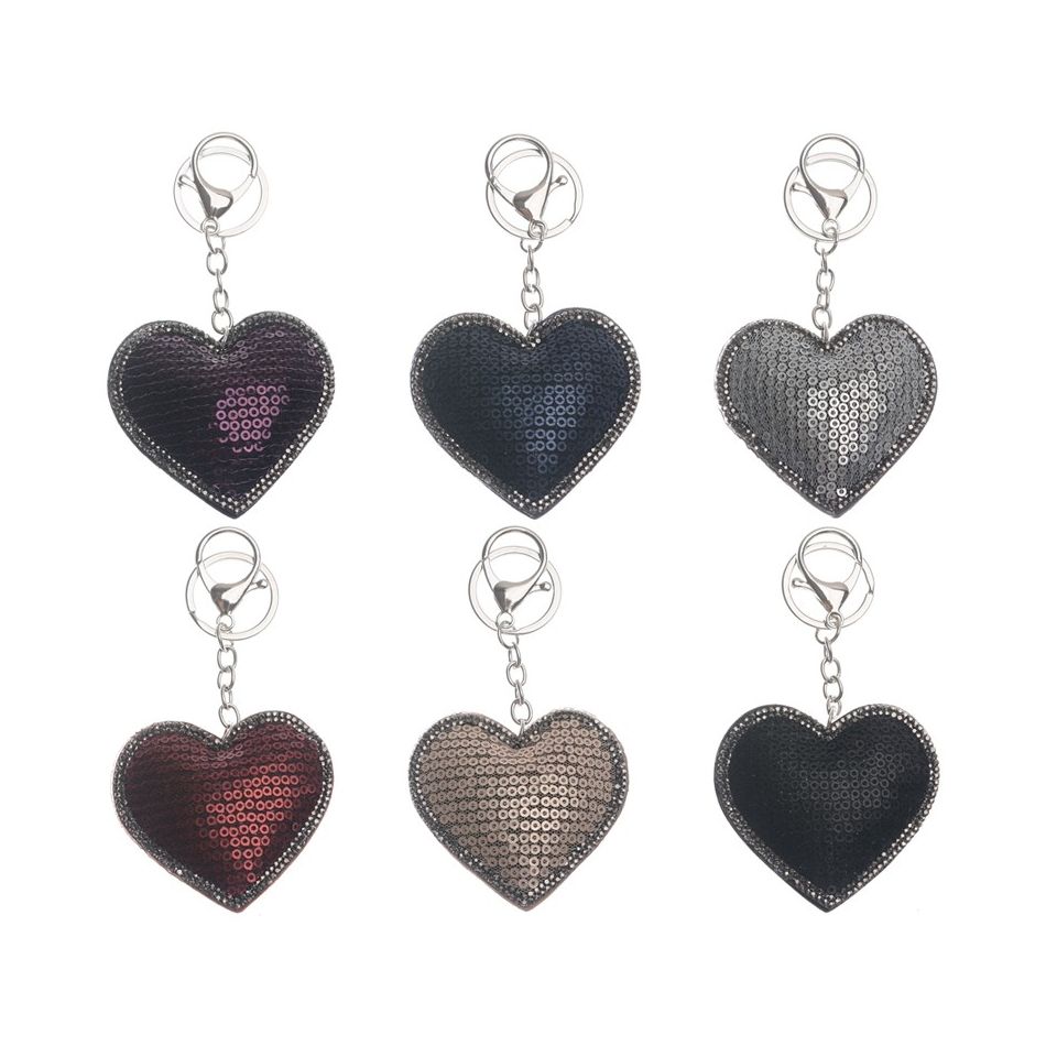 LACE HEART KEYCHAIN WITH CRYSTAL SEQUINS