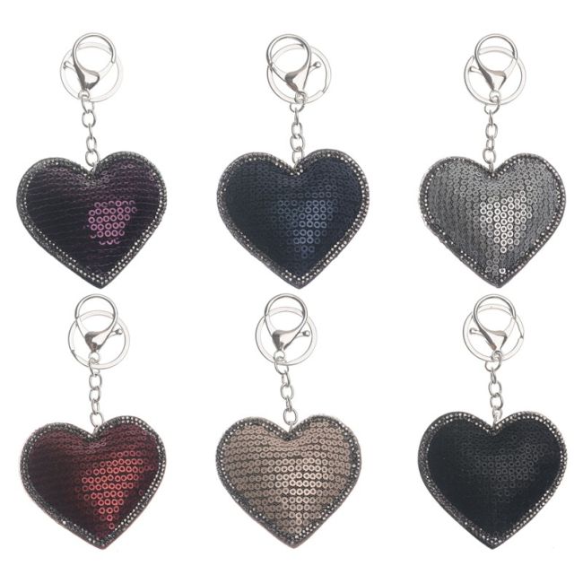 LACE HEART KEYCHAIN WITH CRYSTAL SEQUINS