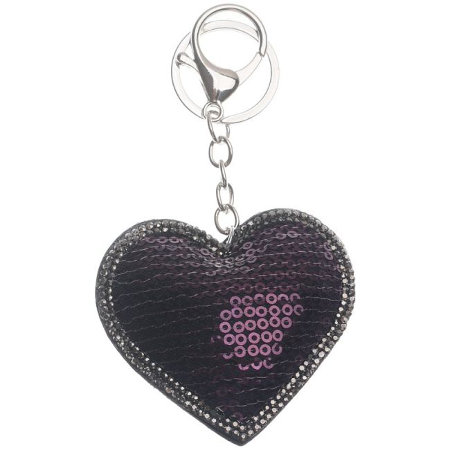 LACE HEART KEYCHAIN WITH CRYSTAL SEQUINS