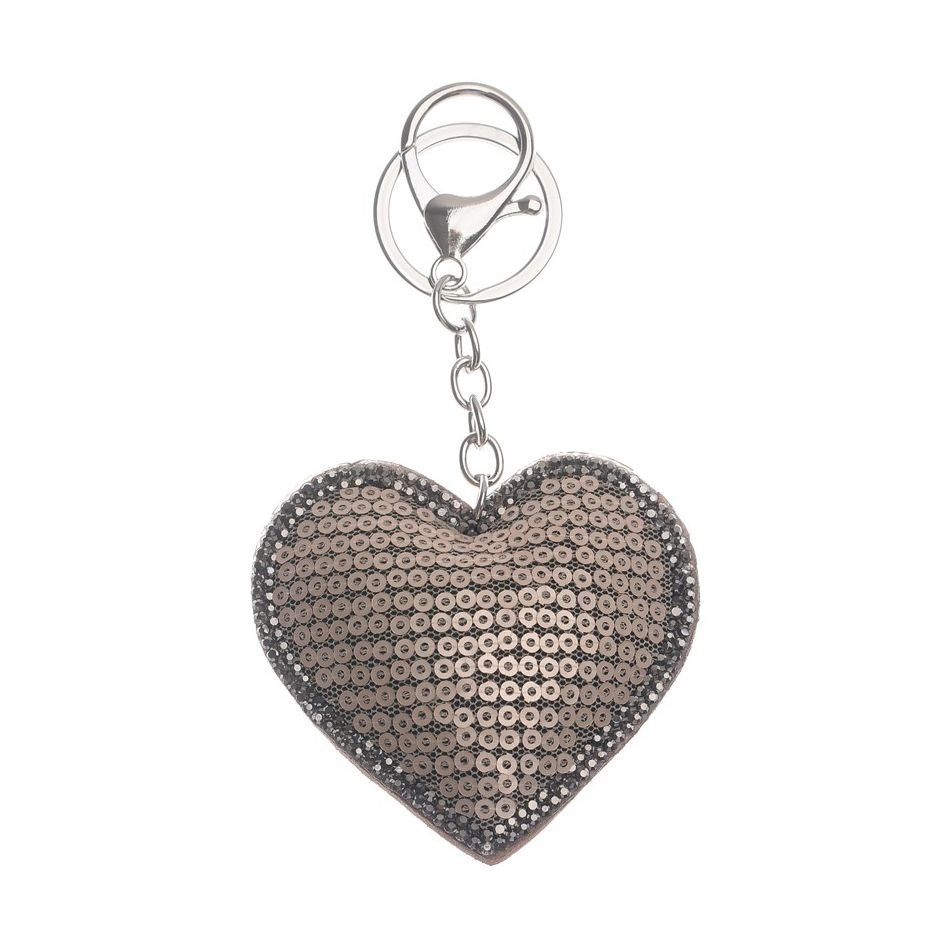 LACE HEART KEYCHAIN WITH CRYSTAL SEQUINS
