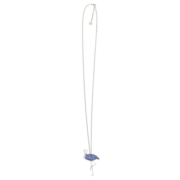 LONG PENDANT NECKLACE FLAMINGO ENAMEL METAL