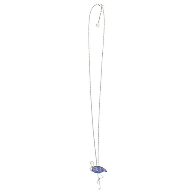LONG PENDANT NECKLACE FLAMINGO ENAMEL METAL