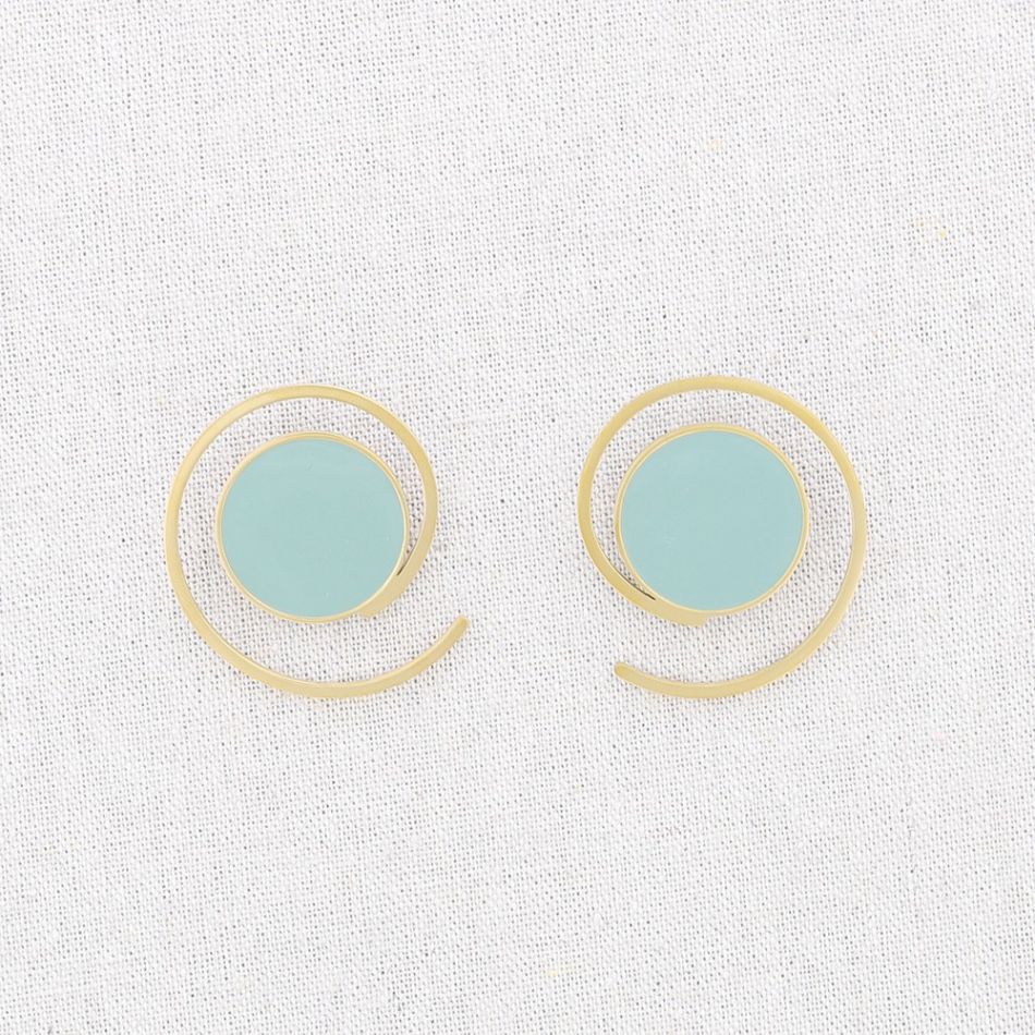 ENAMEL GEOMETRIC SHAPES STEEL EARRINGS
