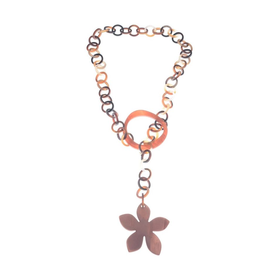 COLLAR LARGO COLGANTE FLOR RESINA