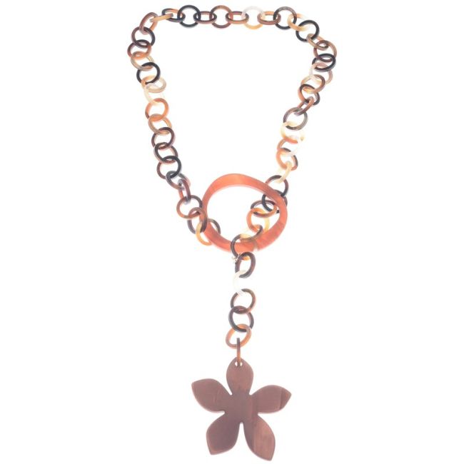 COLLAR LARGO COLGANTE FLOR RESINA