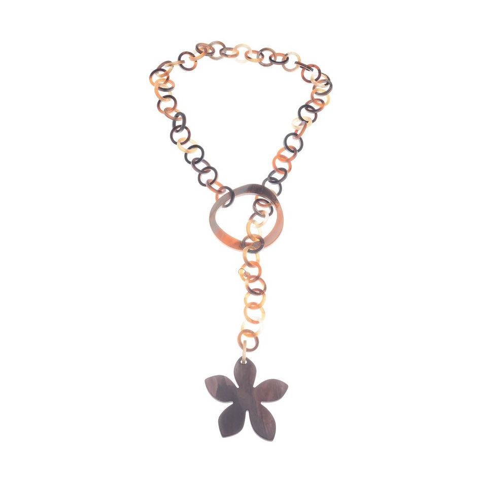 LONG RESIN FLOWER PENDANT NECKLACE