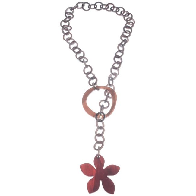 COLLAR LARGO COLGANTE FLOR RESINA