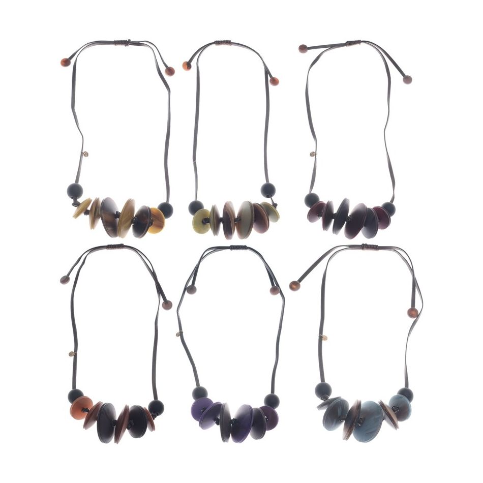 COLLAR LARGO COLGANTE CUENTAS RESINA
