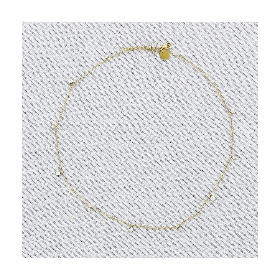 STRASS PENDANT STEEL SHORT NECKLACE
