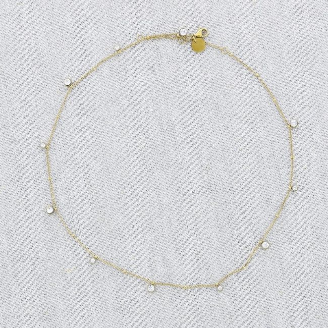 STRASS PENDANT STEEL SHORT NECKLACE