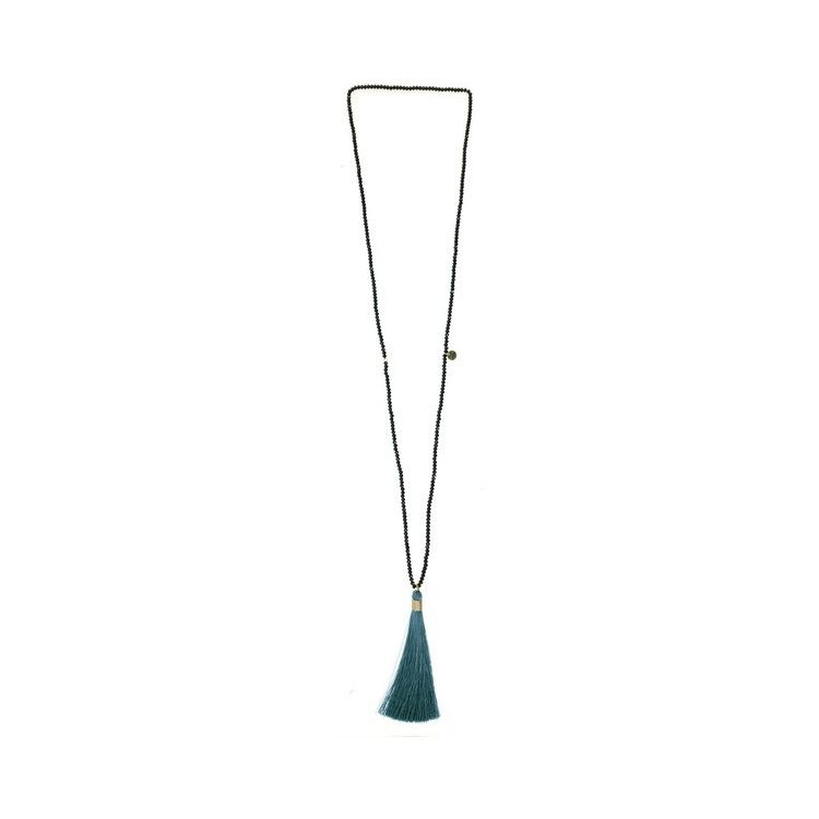 COLLAR LARGO CRISTALES COLGANTE FLECO