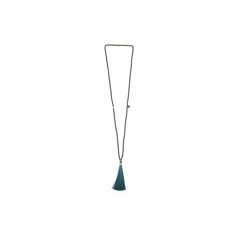 COLLAR LARGO CRISTALES COLGANTE FLECO