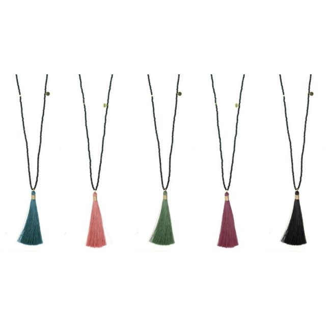 COLLAR LARGO CRISTALES COLGANTE FLECO