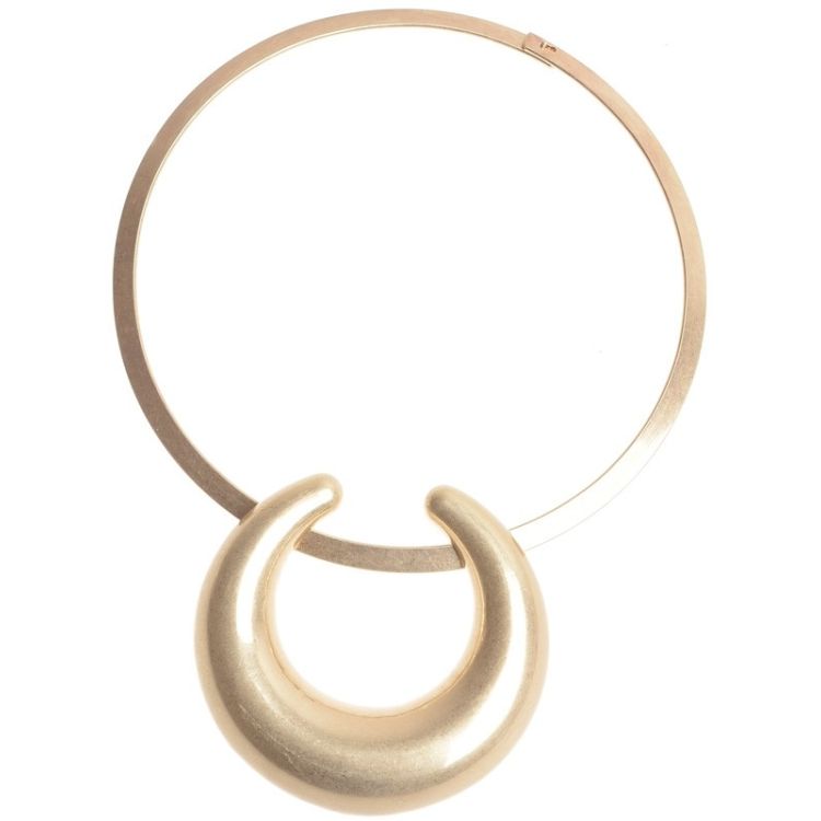 METAL INVERTED HALF MOON PENDANT SHORT NECKLACE