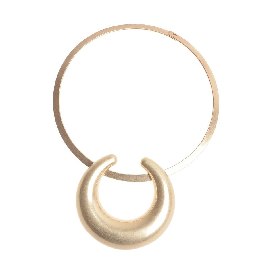 METAL INVERTED HALF MOON PENDANT SHORT NECKLACE