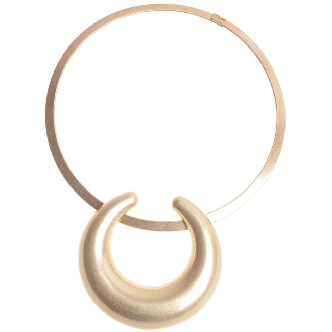 METAL INVERTED HALF MOON PENDANT SHORT NECKLACE