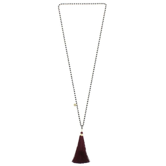 COLLAR LARGO CRISTALES COLGANTE FLECO