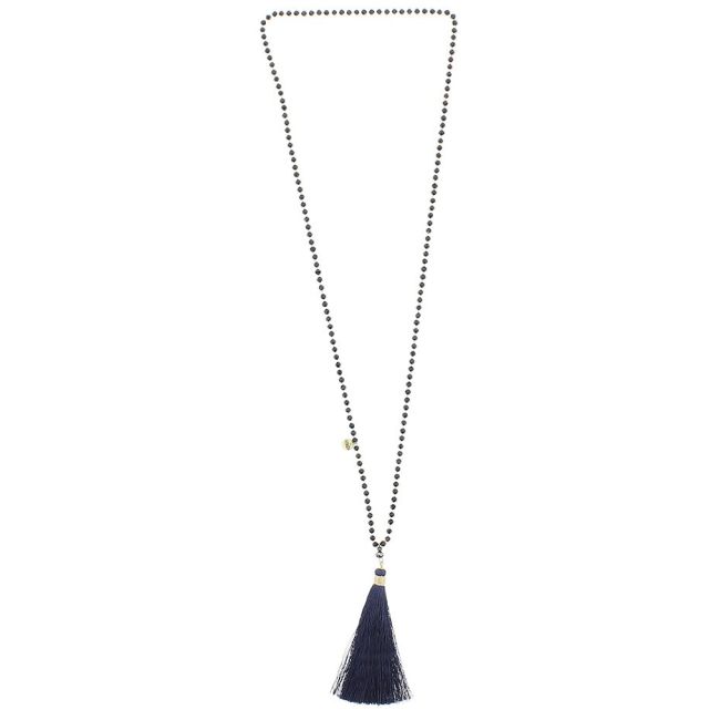 COLLAR LARGO CRISTALES COLGANTE FLECO