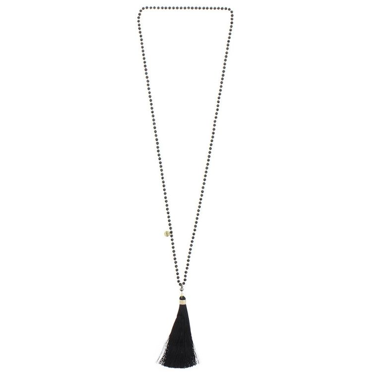 LONG CRYSTAL NECKLACE WITH FRINGE PENDANT 2