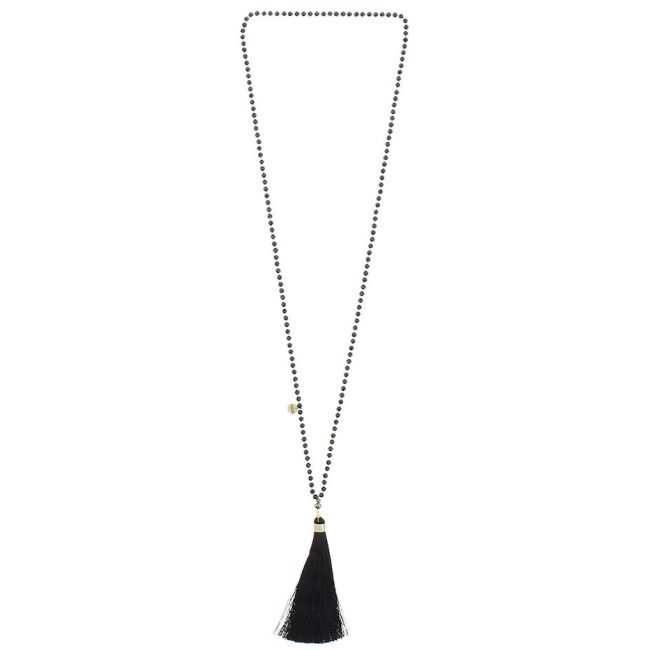 LONG CRYSTAL NECKLACE WITH FRINGE PENDANT