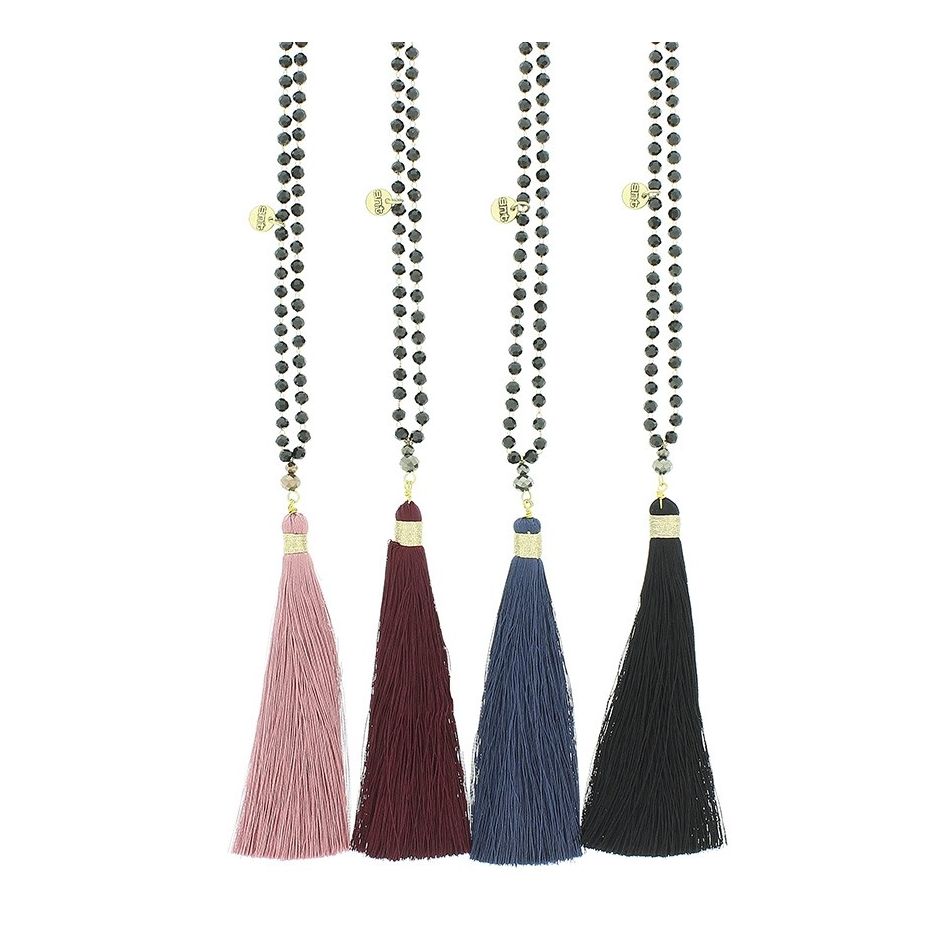 COLLAR LARGO CRISTALES COLGANTE FLECO