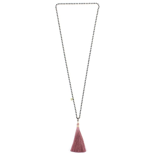 COLLAR LARGO CRISTALES COLGANTE FLECO
