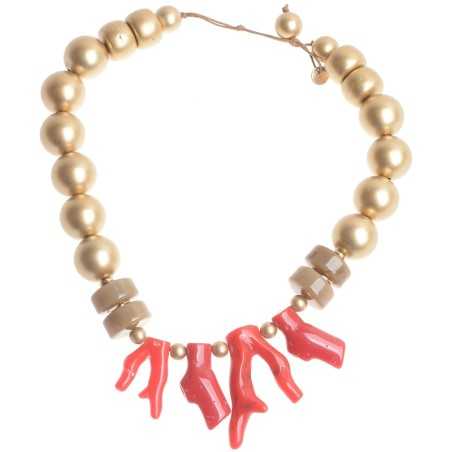 CORAL RESIN SHORT NECKLACE