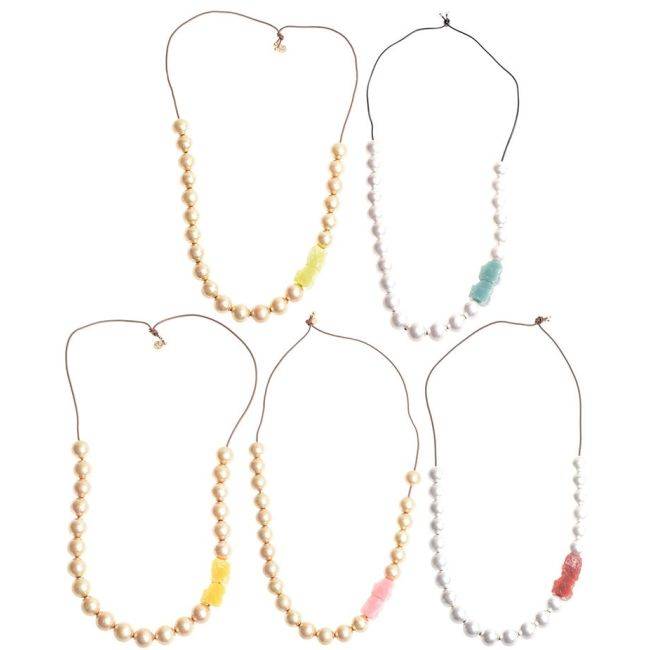 COLLAR LARGO CUENTAS METAL PIEDRAS