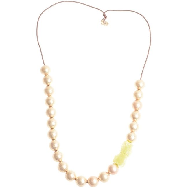LONG NECKLACE METAL STONE BEADS