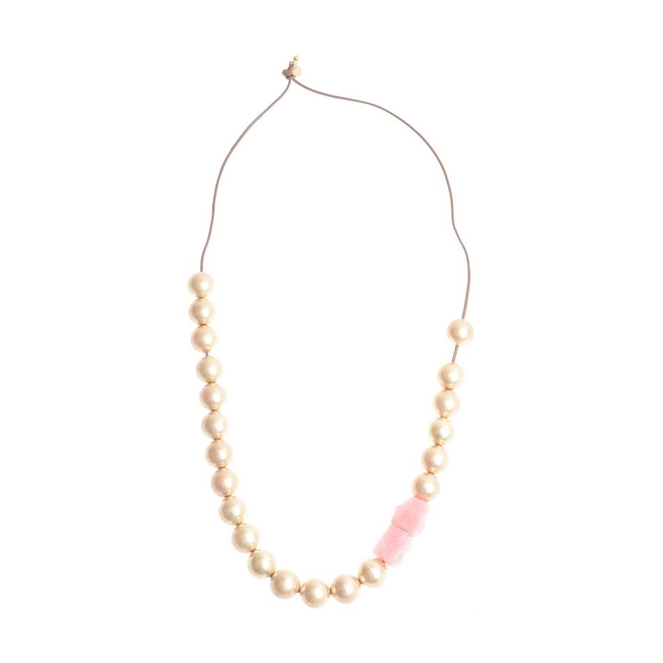 COLLAR LARGO CUENTAS METAL PIEDRAS