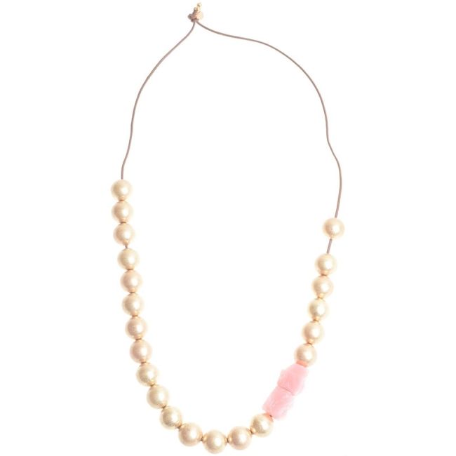 LONG NECKLACE METAL STONE BEADS