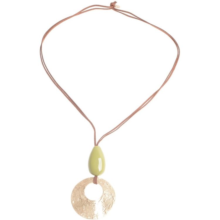 COLLAR LARGO COLGANTE METAL RESINA