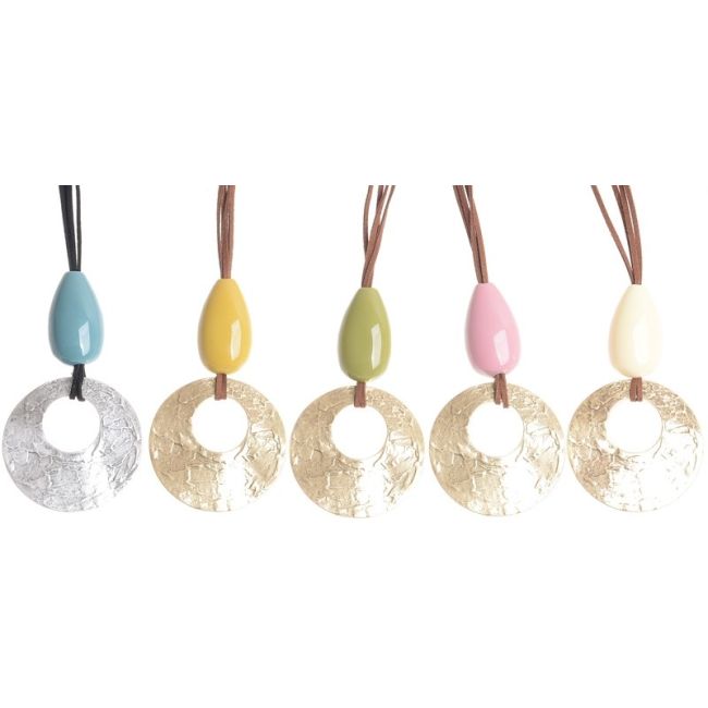 LONG NECKLACE METAL RESIN PENDANT