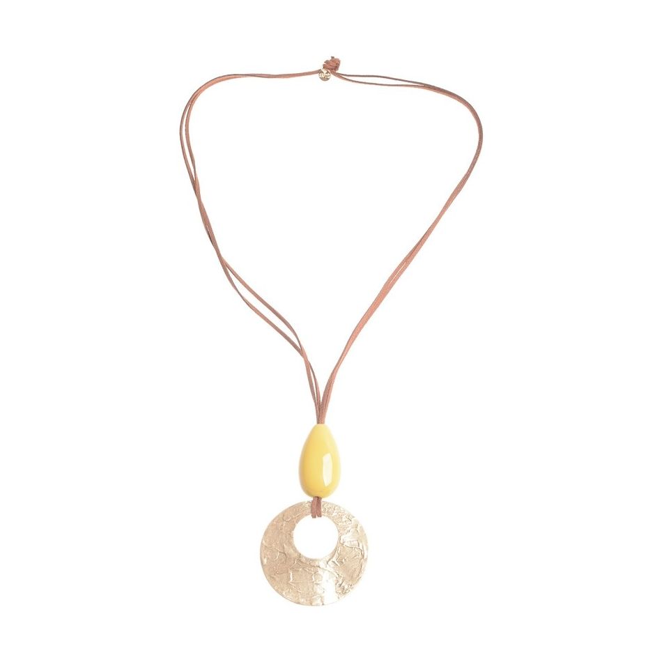LONG NECKLACE METAL RESIN PENDANT