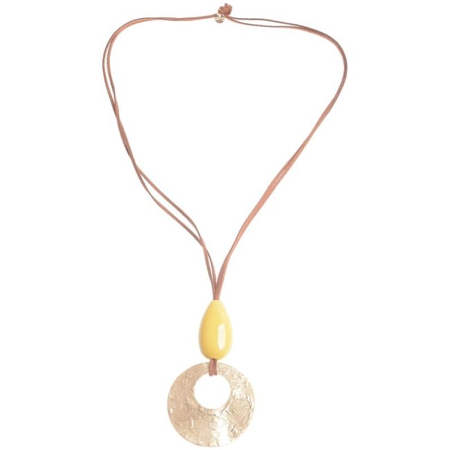 LONG NECKLACE METAL RESIN PENDANT