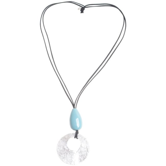 LONG NECKLACE METAL RESIN PENDANT